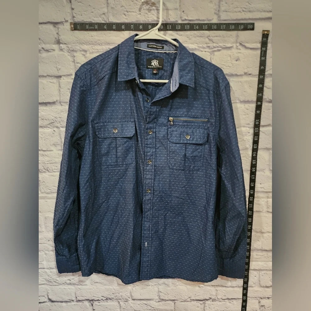 Rock & Republic mens blue long sleeve button down shirt Size Medium